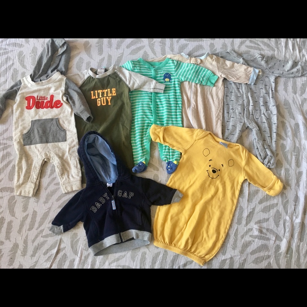 Baby Boy Clothes Lot Size 3 Months Pajamas 7 Piece